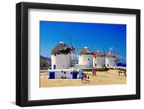 Windmills of Sunny Mykonos (Greece, Cyclades)-Maugli-l-Framed Photographic Print