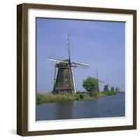 Windmills on the Canal at Kinderdijk Near Rotterdam, UNESCO World Heritage Site, the Netherlands-Roy Rainford-Framed Photographic Print