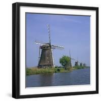 Windmills on the Canal at Kinderdijk Near Rotterdam, UNESCO World Heritage Site, the Netherlands-Roy Rainford-Framed Photographic Print