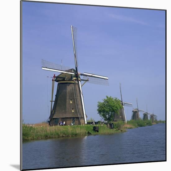 Windmills on the Canal at Kinderdijk Near Rotterdam, UNESCO World Heritage Site, the Netherlands-Roy Rainford-Mounted Photographic Print