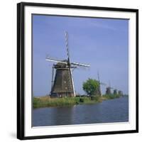 Windmills on the Canal at Kinderdijk Near Rotterdam, UNESCO World Heritage Site, the Netherlands-Roy Rainford-Framed Photographic Print