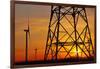 Windmills, pylon and power lines in morning light, Germany, Europe-Hans-Peter Merten-Framed Photographic Print