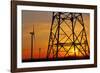 Windmills, pylon and power lines in morning light, Germany, Europe-Hans-Peter Merten-Framed Photographic Print