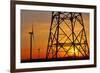 Windmills, pylon and power lines in morning light, Germany, Europe-Hans-Peter Merten-Framed Photographic Print