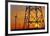 Windmills, pylon and power lines in morning light, Germany, Europe-Hans-Peter Merten-Framed Photographic Print