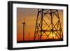 Windmills, pylon and power lines in morning light, Germany, Europe-Hans-Peter Merten-Framed Photographic Print