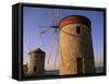 Windmills, Rhodes Harbour, Rhodes, Dodecanese Islands, Greece-John Miller-Framed Stretched Canvas