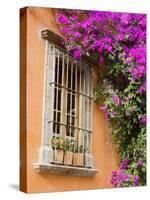 Window and Flower Pots, San Miguel De Allende, Guanajuato State, Mexico-Julie Eggers-Stretched Canvas