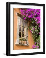 Window and Flower Pots, San Miguel De Allende, Guanajuato State, Mexico-Julie Eggers-Framed Photographic Print