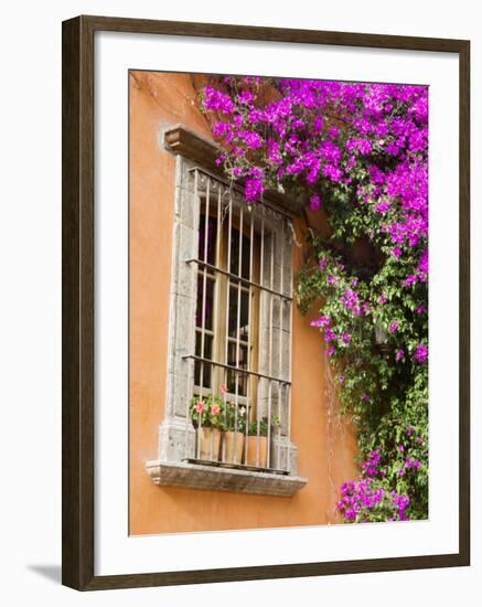 Window and Flower Pots, San Miguel De Allende, Guanajuato State, Mexico-Julie Eggers-Framed Photographic Print