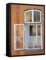 Window and Flower Pots, Tabor, South Bohemia, Czech Republic, Europe-Upperhall Ltd-Framed Stretched Canvas