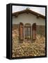 Window and Shutters with Flowerbox of Yellow Flowers, Figline Village, Tuscany, Italy-Janis Miglavs-Framed Stretched Canvas