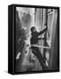 Window Cleaners Cleaning High Rise on Madison Avenue-Walter Sanders-Framed Stretched Canvas