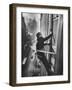 Window Cleaners Cleaning High Rise on Madison Avenue-Walter Sanders-Framed Photographic Print