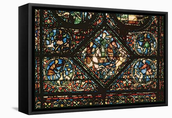 Window depicting St. Eustace Chasing a Deer-null-Framed Stretched Canvas