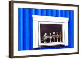 Window Display with Football Cups in a House of the Village Ilulissat, Greenland-Françoise Gaujour-Framed Photographic Print