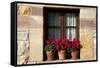 Window Flower Pots in Village of Santillana Del Mar, Cantabria, Spain-David R^ Frazier-Framed Stretched Canvas