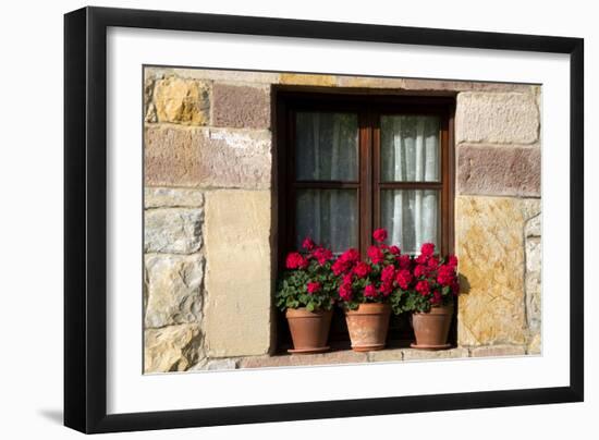 Window Flower Pots in Village of Santillana Del Mar, Cantabria, Spain-David R^ Frazier-Framed Premium Photographic Print