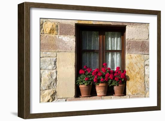 Window Flower Pots in Village of Santillana Del Mar, Cantabria, Spain-David R^ Frazier-Framed Photographic Print