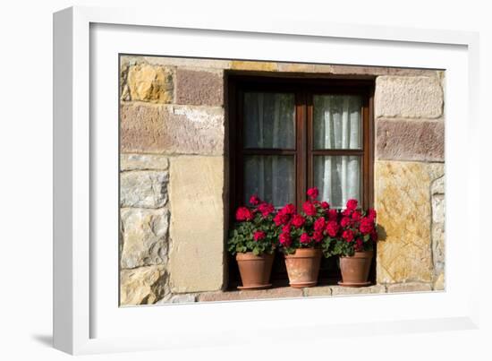 Window Flower Pots in Village of Santillana Del Mar, Cantabria, Spain-David R^ Frazier-Framed Photographic Print