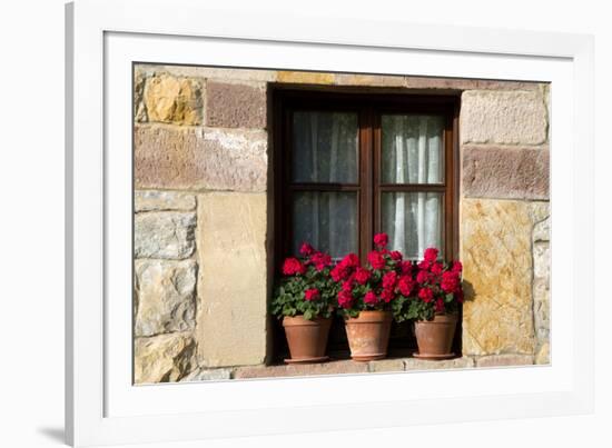 Window Flower Pots in Village of Santillana Del Mar, Cantabria, Spain-David R^ Frazier-Framed Photographic Print