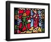 Window from Troyes Cathedral showing the Temptation of Christ in the Desert, c.1225-null-Framed Giclee Print