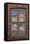 Window in a rowhouse in Wislica, Poland with reflections from the home across the street.-Mallorie Ostrowitz-Framed Stretched Canvas