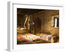 Window Light Streams Into Barrel Room at Hess Collection Winery, Napa Valley, California, USA-Janis Miglavs-Framed Photographic Print