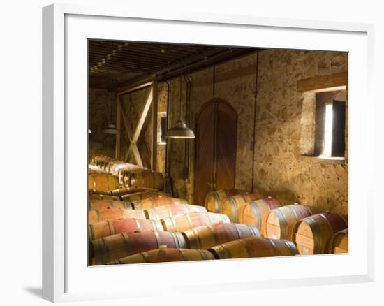 Window Light Streams Into Barrel Room at Hess Collection Winery, Napa Valley, California, USA-Janis Miglavs-Framed Photographic Print