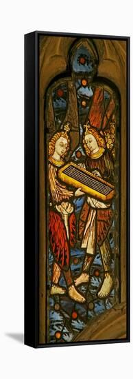 Window N1 Depicting Musician Angels with a Clavichord-null-Framed Stretched Canvas