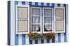 Window of a Traditional Striped Painted House in the Little Seaside Village of Costa Nova, Portugal-Mauricio Abreu-Stretched Canvas