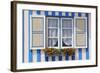 Window of a Traditional Striped Painted House in the Little Seaside Village of Costa Nova, Portugal-Mauricio Abreu-Framed Photographic Print