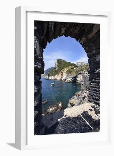 Window Overlooking Byrons Grotto from the Church of St. Peter in Porto Venere-Mark Sunderland-Framed Photographic Print