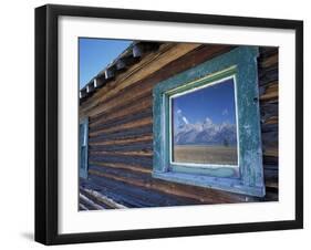 Window Reflection of the Mountains at Grand Teton National Park, Wyoming, USA-Diane Johnson-Framed Photographic Print