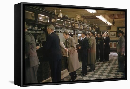 Window Shoppers Catching of Glimpse of the 1956 Melbourne Olympics, Australia-John Dominis-Framed Stretched Canvas