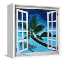 Window to Paradise Beach-Martina Bleichner-Framed Art Print