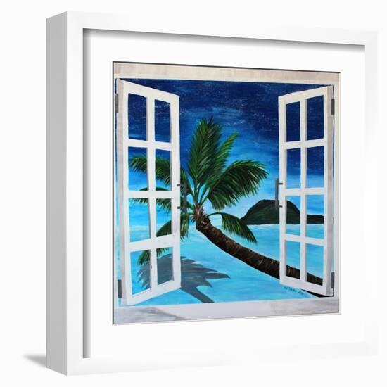 Window to Paradise Beach-Martina Bleichner-Framed Art Print