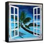 Window to Paradise Beach-Martina Bleichner-Framed Stretched Canvas