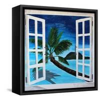 Window to Paradise Beach-Martina Bleichner-Framed Stretched Canvas
