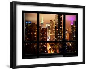 Window View, Atmosphere Foggy, Times Square, Midtown Manhattan, NYC-Philippe Hugonnard-Framed Premium Photographic Print