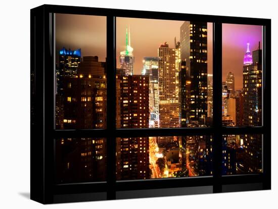 Window View, Atmosphere Foggy, Times Square, Midtown Manhattan, NYC-Philippe Hugonnard-Stretched Canvas