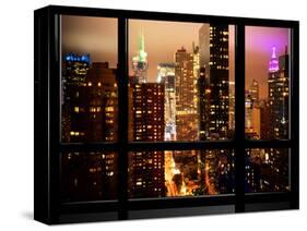 Window View, Atmosphere Foggy, Times Square, Midtown Manhattan, NYC-Philippe Hugonnard-Stretched Canvas