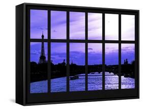 Window View - Barge on the River Seine with Views of the Eiffel Tower - Paris - France-Philippe Hugonnard-Framed Stretched Canvas