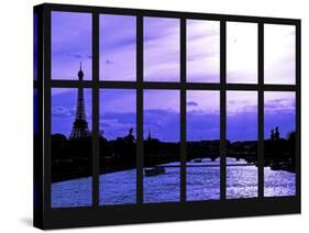 Window View - Barge on the River Seine with Views of the Eiffel Tower - Paris - France-Philippe Hugonnard-Stretched Canvas