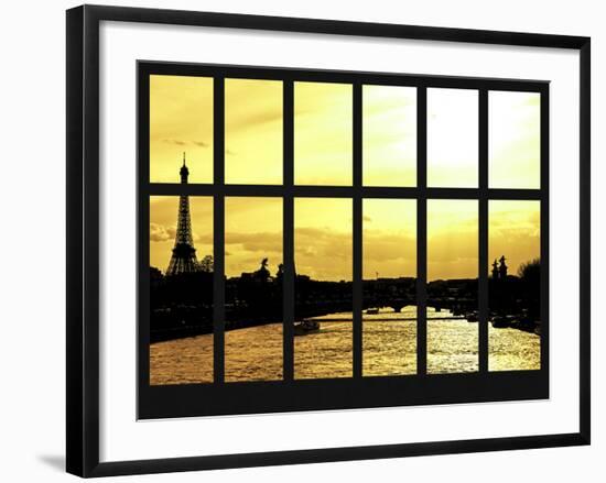 Window View - Barge on the River Seine with Views of the Eiffel Tower - Paris - France-Philippe Hugonnard-Framed Photographic Print