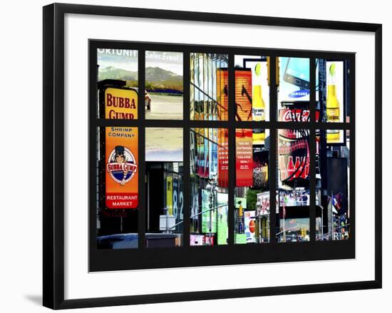 Window View - Billboards in Times Square - Manhattan - New York City-Philippe Hugonnard-Framed Photographic Print