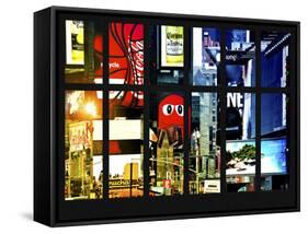 Window View - Billboards in Times Square - Manhattan - New York City-Philippe Hugonnard-Framed Stretched Canvas