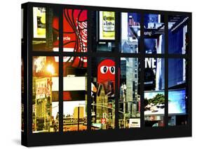 Window View - Billboards in Times Square - Manhattan - New York City-Philippe Hugonnard-Stretched Canvas