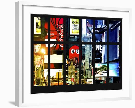 Window View - Billboards in Times Square - Manhattan - New York City-Philippe Hugonnard-Framed Photographic Print