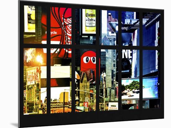 Window View - Billboards in Times Square - Manhattan - New York City-Philippe Hugonnard-Mounted Photographic Print